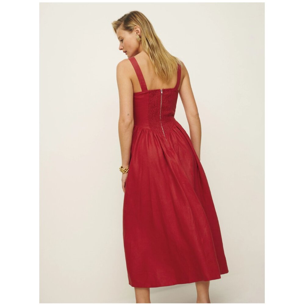 Reformation Balia Linen Dress in Sundried Tomato - Picture 4 of 9